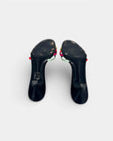 Mules en cuir noir à brides colorées et strass