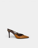 Escarpins slingback en cuir camel