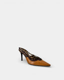 Escarpins slingback en cuir camel