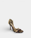 Sandales à brides en cuir multicolore et effet reptile