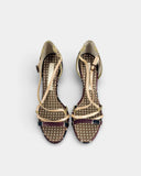 Sandales à brides en cuir multicolore et effet reptile