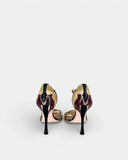 Sandales à brides en cuir multicolore et effet reptile