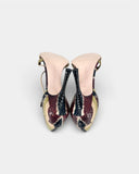 Sandales à brides en cuir multicolore et effet reptile