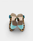 Escarpins léopard à talon bleu