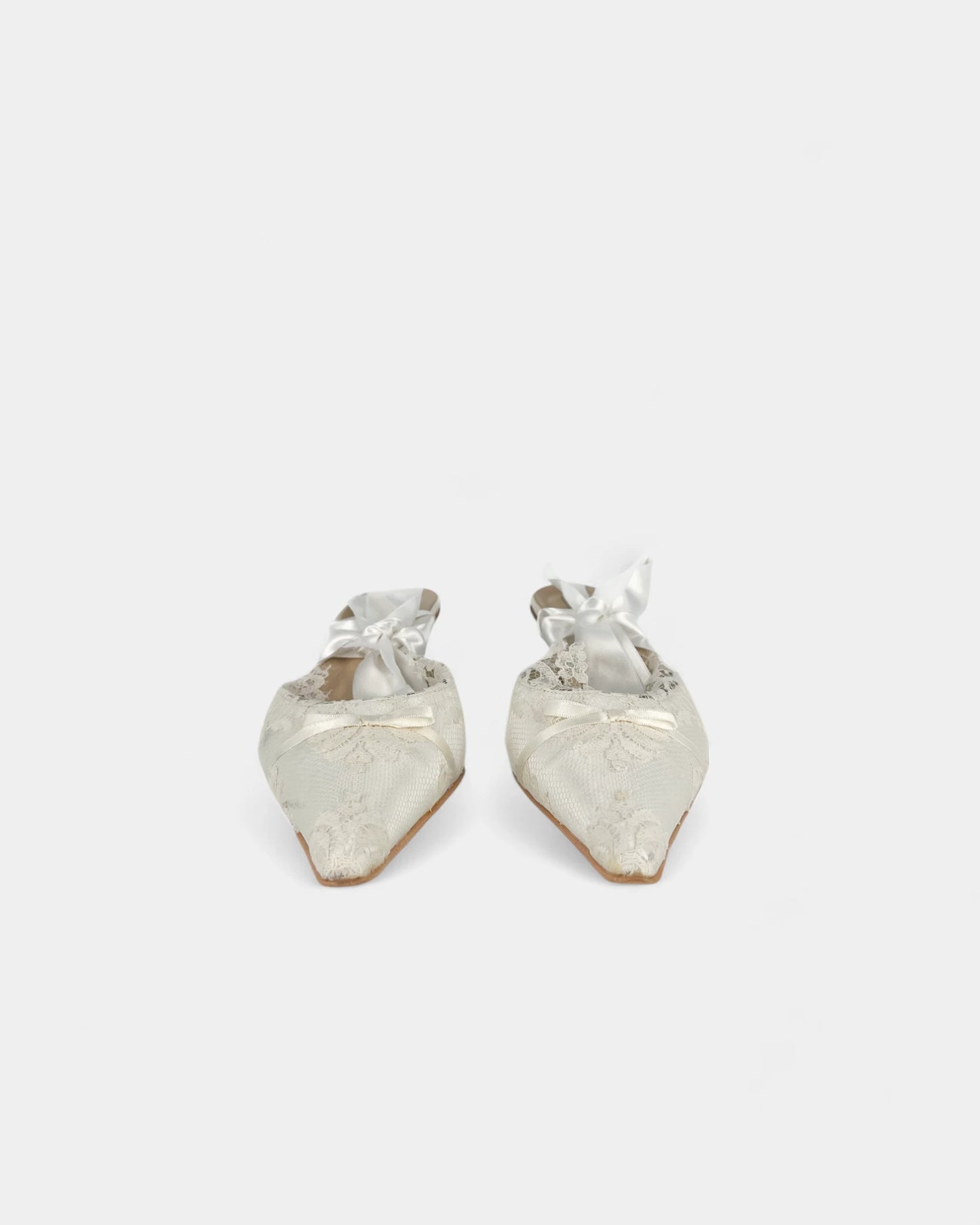 Mules blanches à dentelle à talons - 39 EU / 9 US