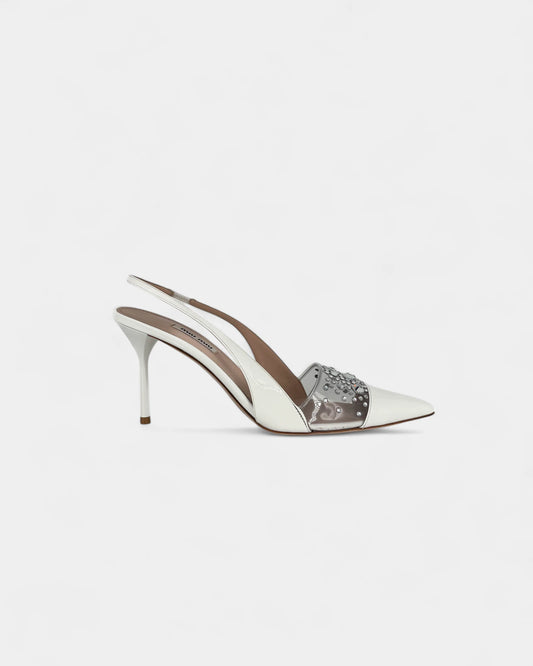 Slingbacks blanches à strass  - 39 EU / 9 US