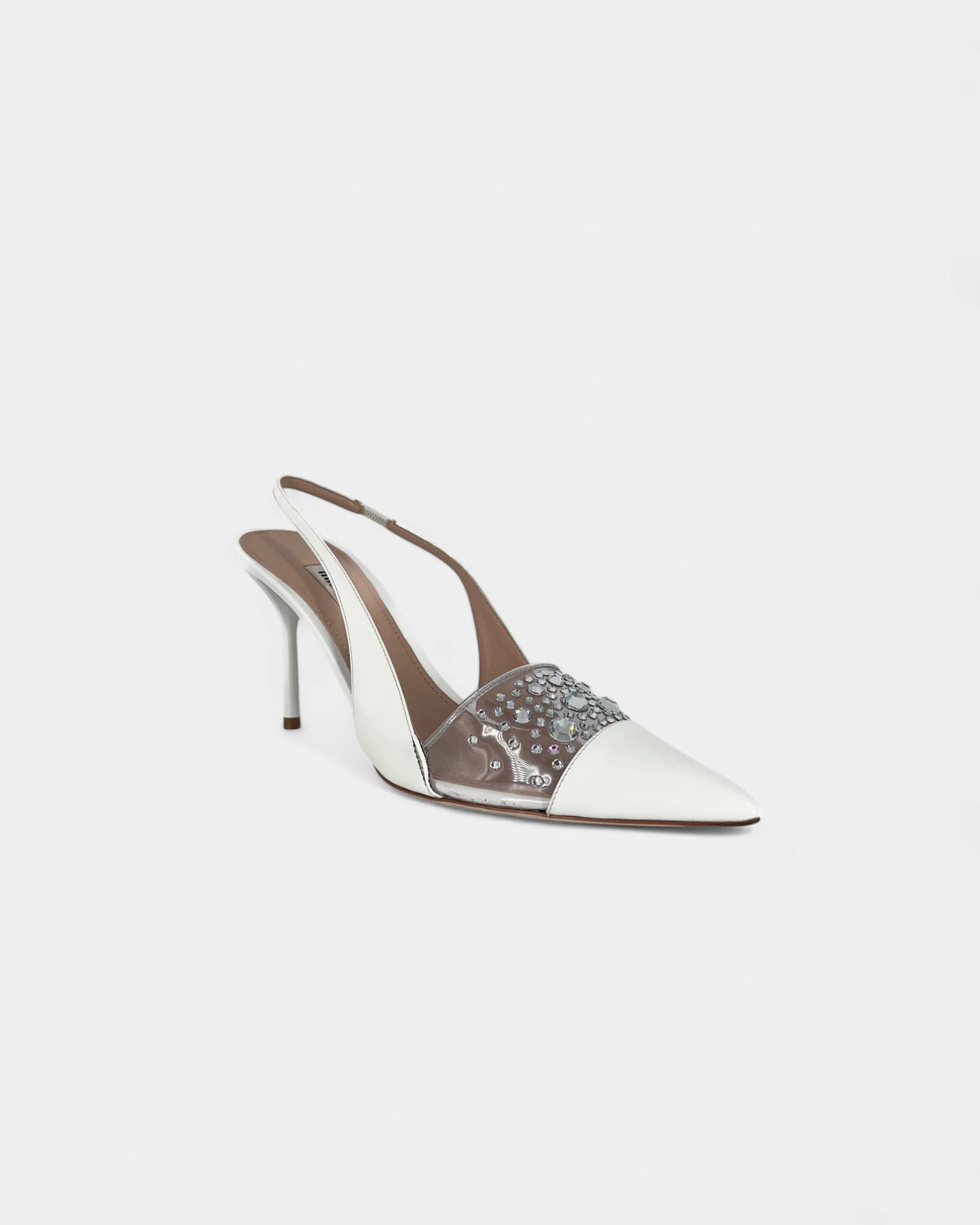 Slingbacks blanches à strass  - 39 EU / 9 US