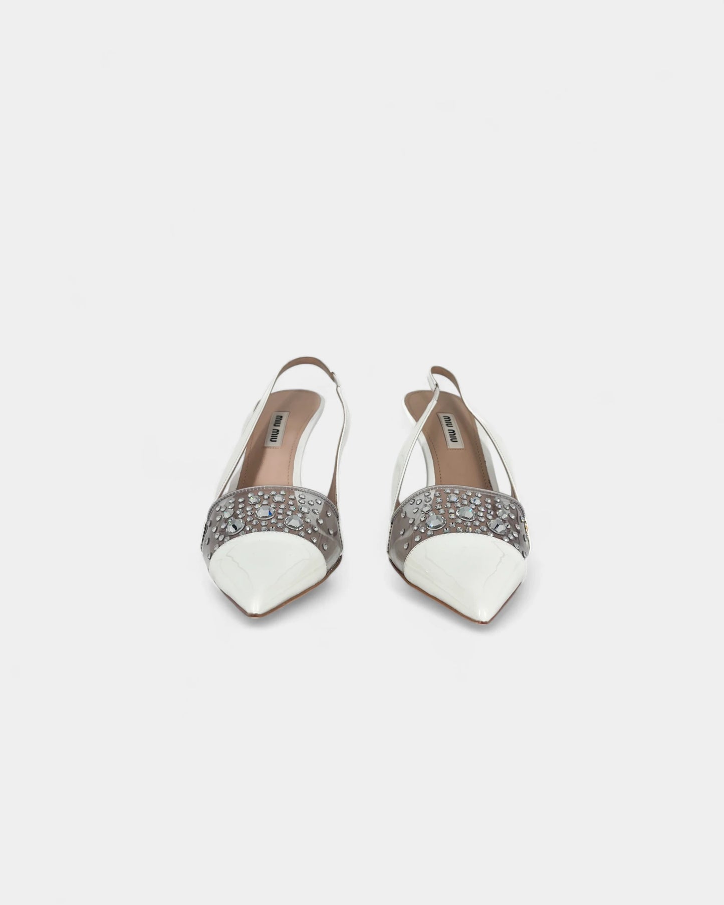 Slingbacks blanches à strass  - 39 EU / 9 US