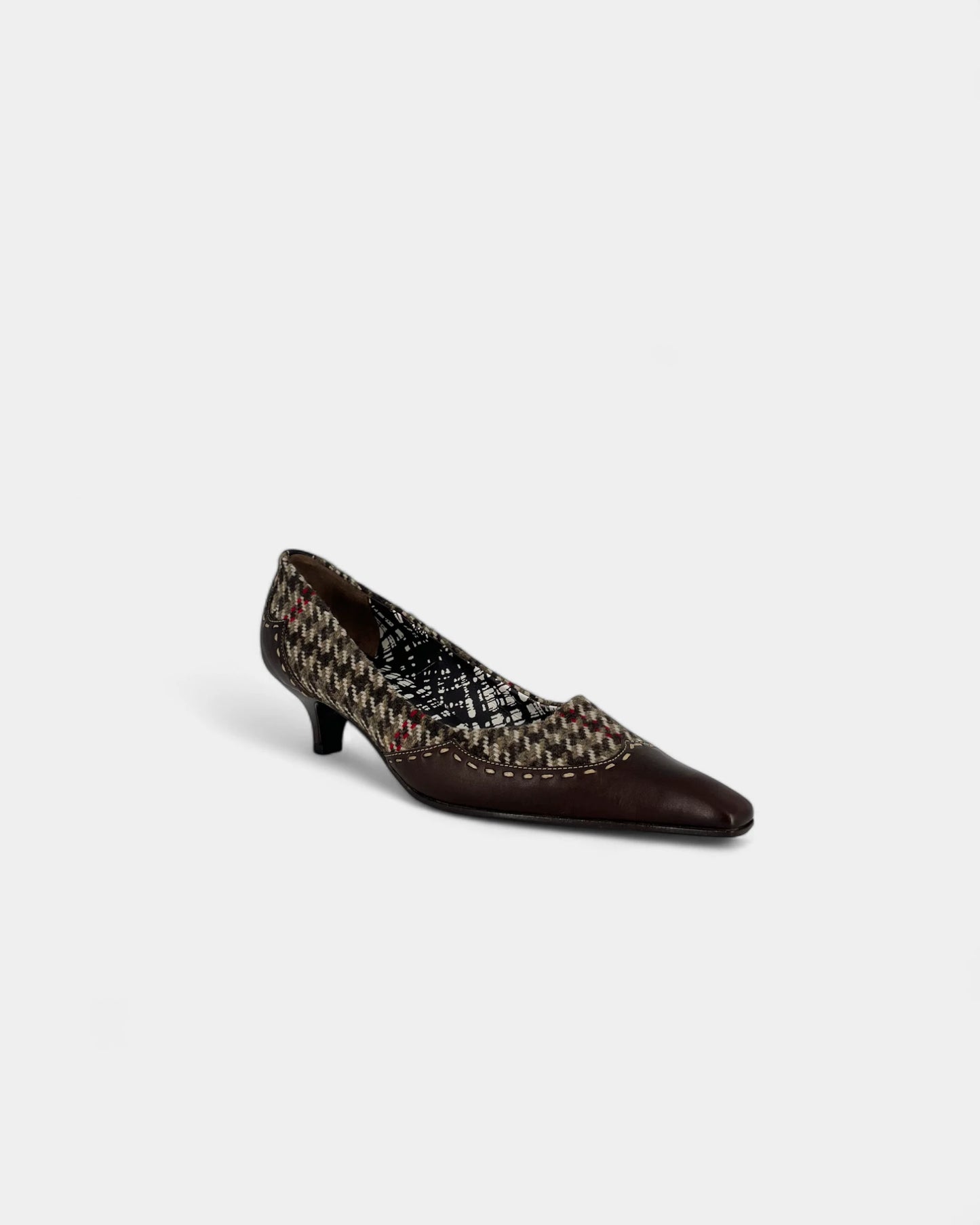 Escarpins marrons à motif pied de poule - 35.5 EU / 5.5 US