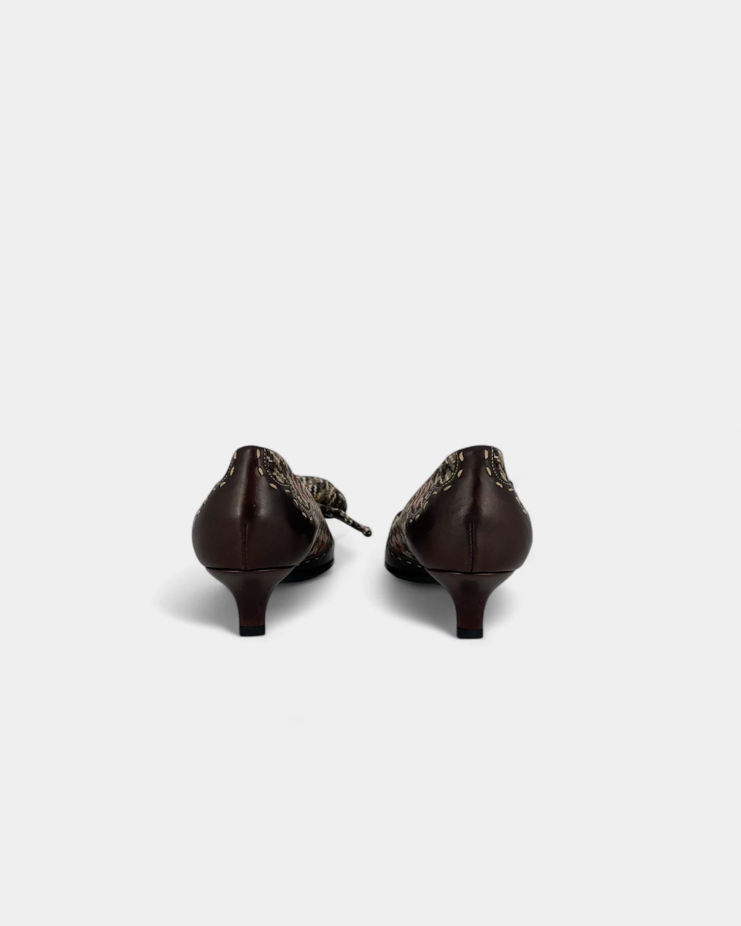 Escarpins marrons à motif pied de poule - 35.5 EU / 5.5 US