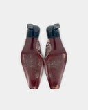 Mules violettes à motif crocodile