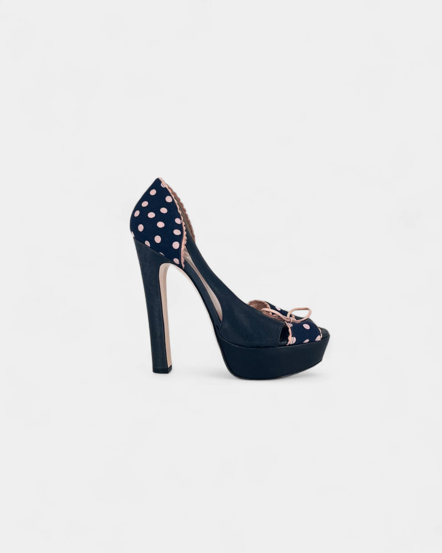 Escarpins bleus à pois roses - 39 EU / 9 US