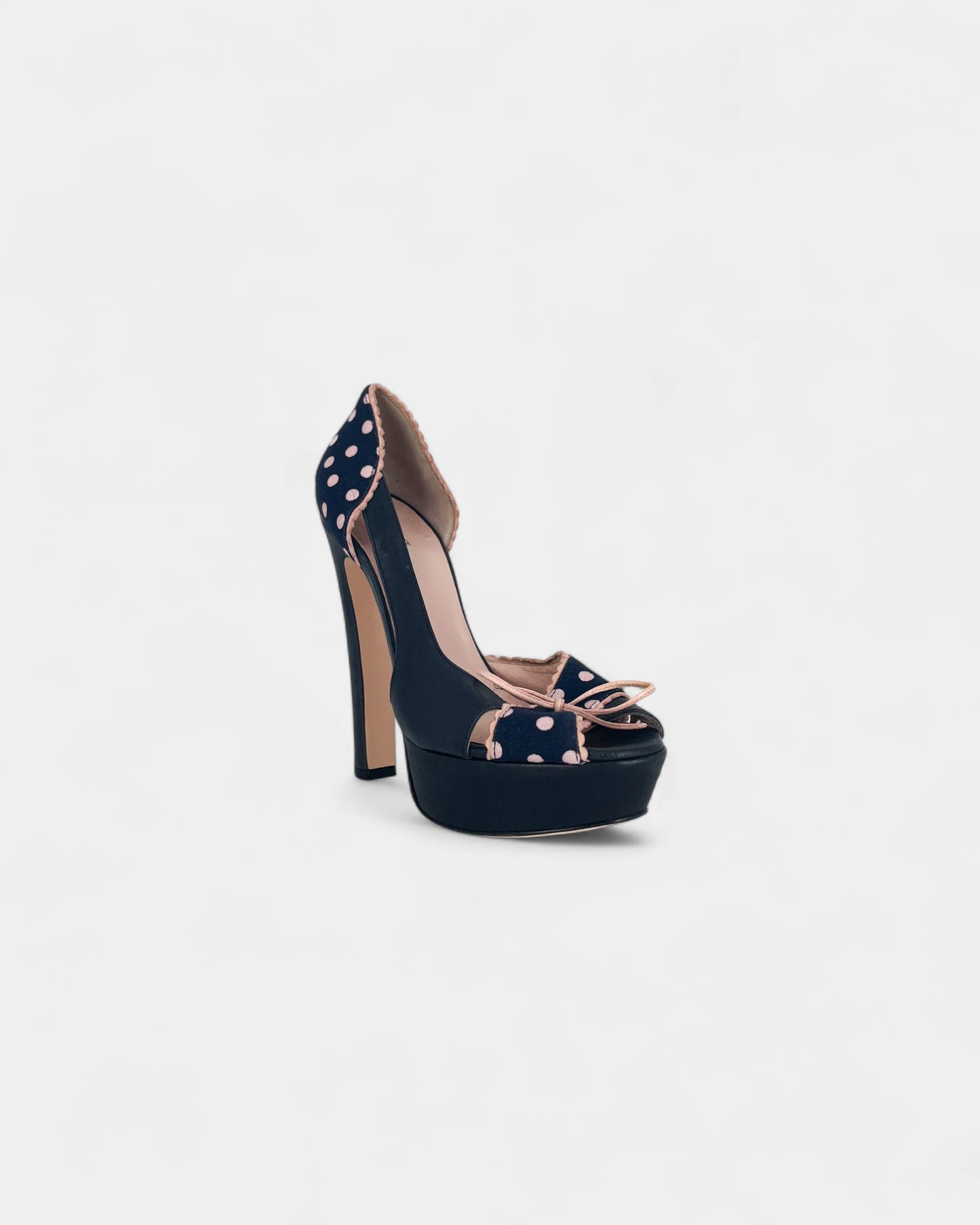 Escarpins bleus à pois roses - 39 EU / 9 US