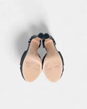 Escarpins bleus à pois roses