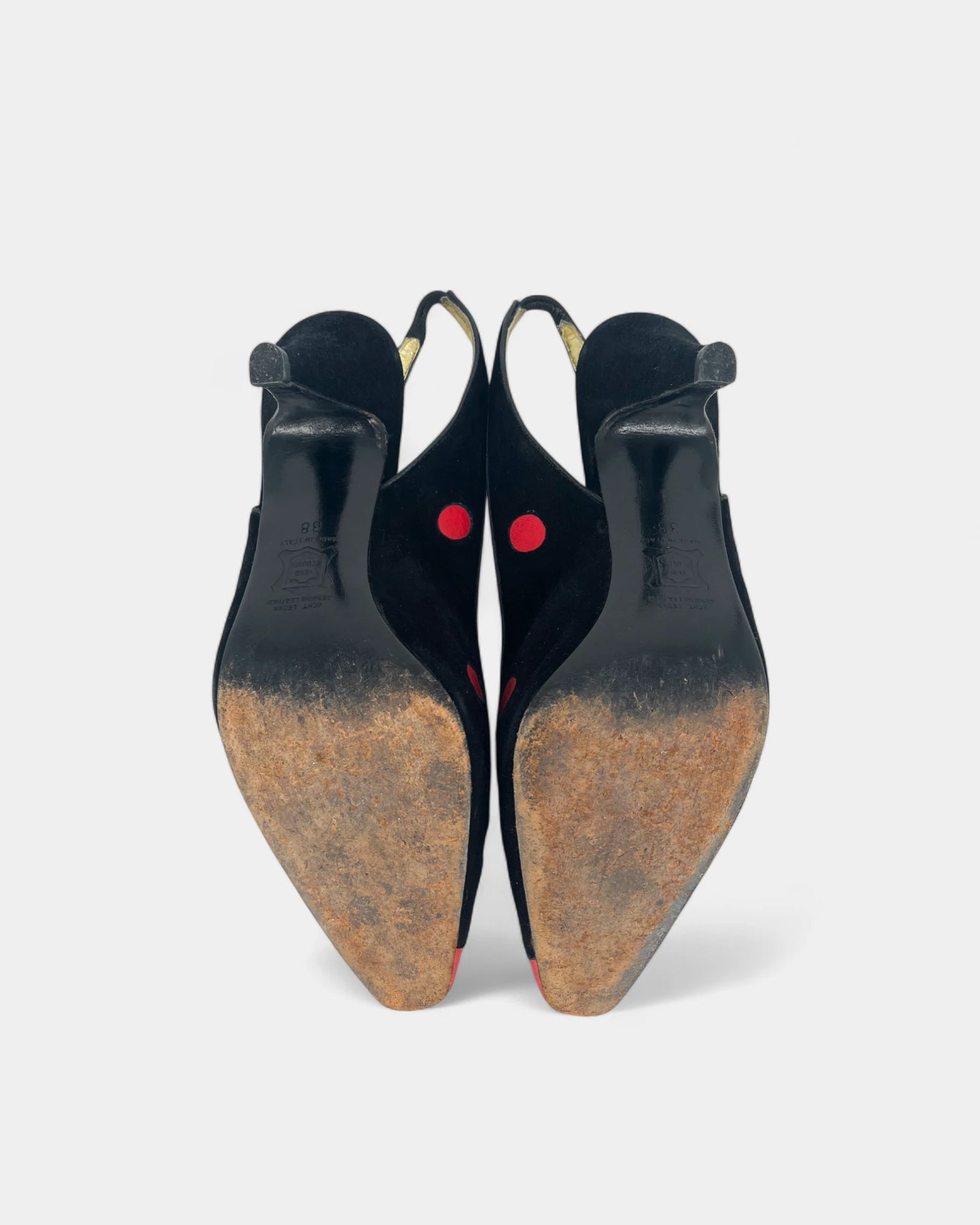 Slingbacks noires à pois rouges - 38 EU / 8 US