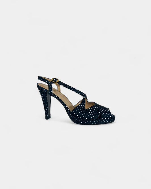 Sandales bleues à pois et à talons - 36 EU / 6 US