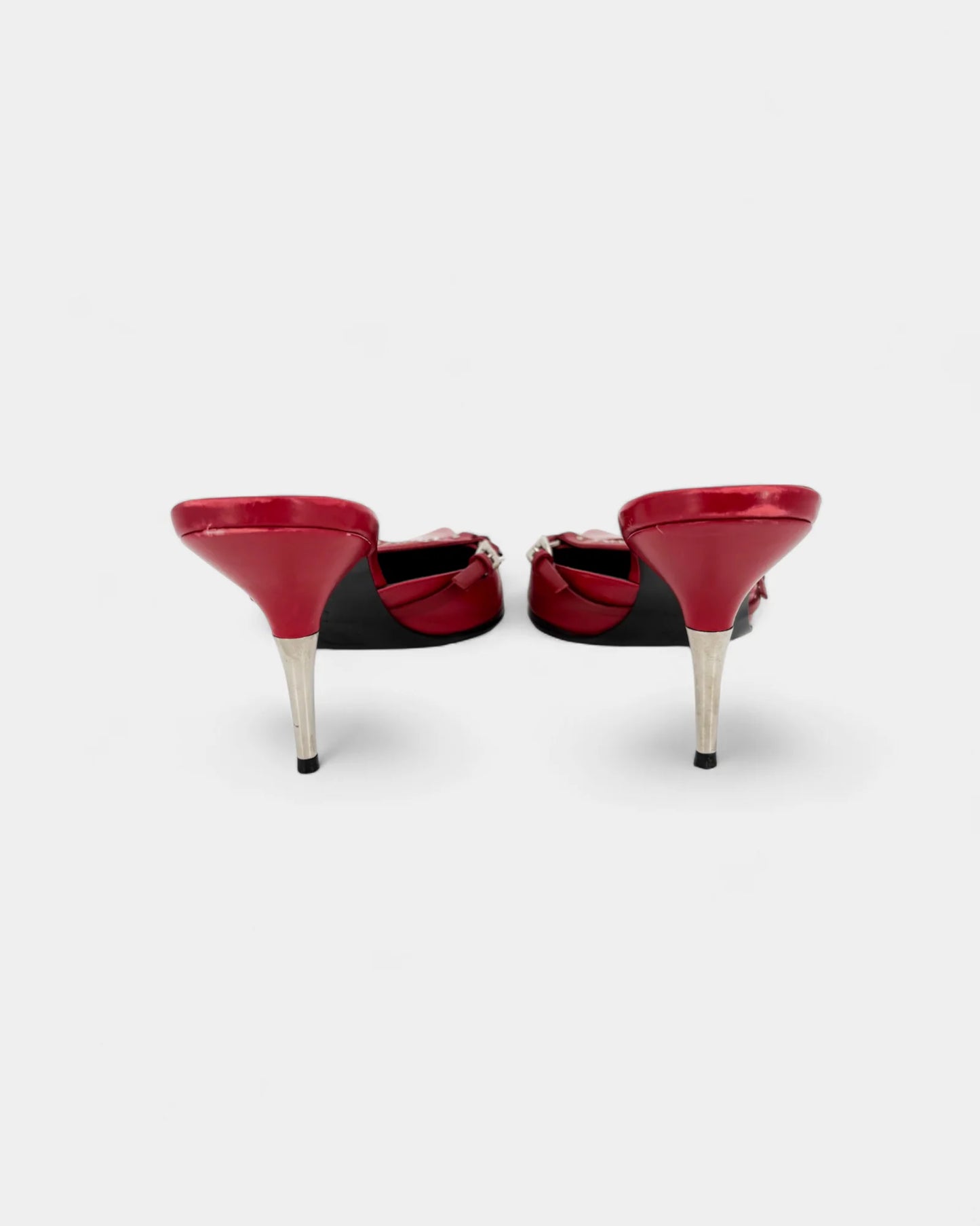 Mules en cuir rouge
