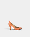 Escarpins en cuir et satin pêche