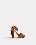 Sandales à talon sculpté en cuir camel