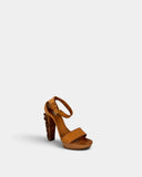 Sandales à talon sculpté en cuir camel