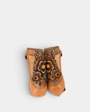Sandales à talon sculpté en cuir camel