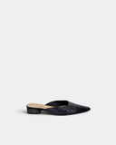 Mules en cuir python et cuir noir