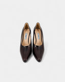 brown leather pumps