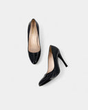black patent leather pumps