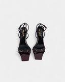 burgundy patent leather sandals