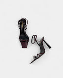 burgundy patent leather sandals