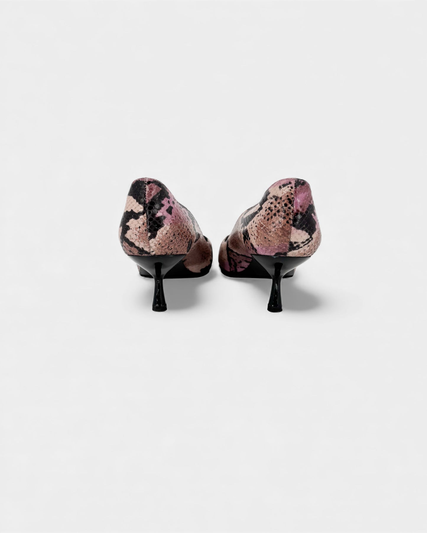 Escarpins roses motif reptile