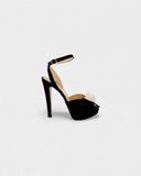 Black and white high sandals