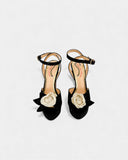 Black and white high sandals