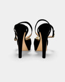 Black and white high sandals