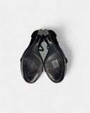 Black suede wedge sandals