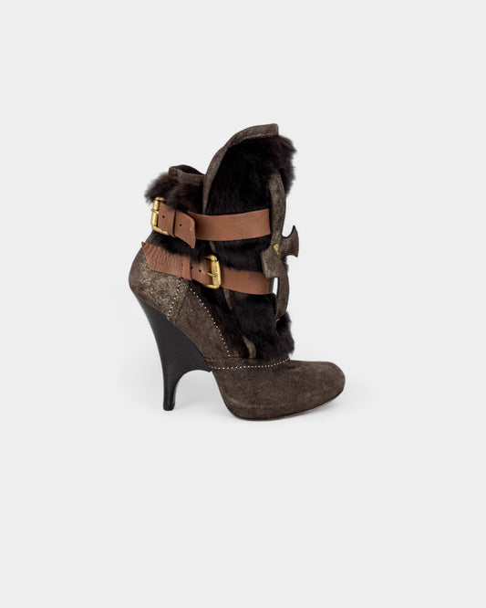 Bottines marron en daim