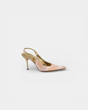 Escarpins slingback en jacquard floral rose