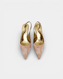 Escarpins slingback en jacquard floral rose