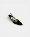 Escarpins slingback en cuir noir avec logo