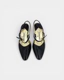 Escarpins slingback en cuir noir avec logo