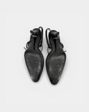Escarpins slingback en cuir noir avec logo