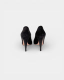 Grey suede open-toe pumps