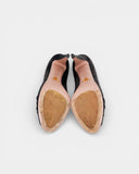 Grey suede open-toe pumps