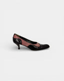 Two-tone pumps in black and pink leather