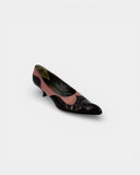 Two-tone pumps in black and pink leather