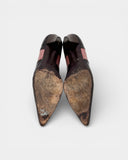 Two-tone pumps in black and pink leather