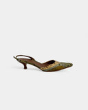 Slingbacks vertes en cuir