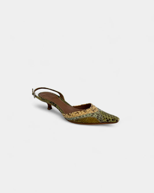 Slingbacks vertes peau - 38,5 EU / 7,5 US