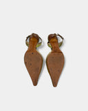 Slingbacks vertes en cuir