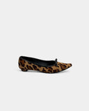 Leopard print fur ballerina flats